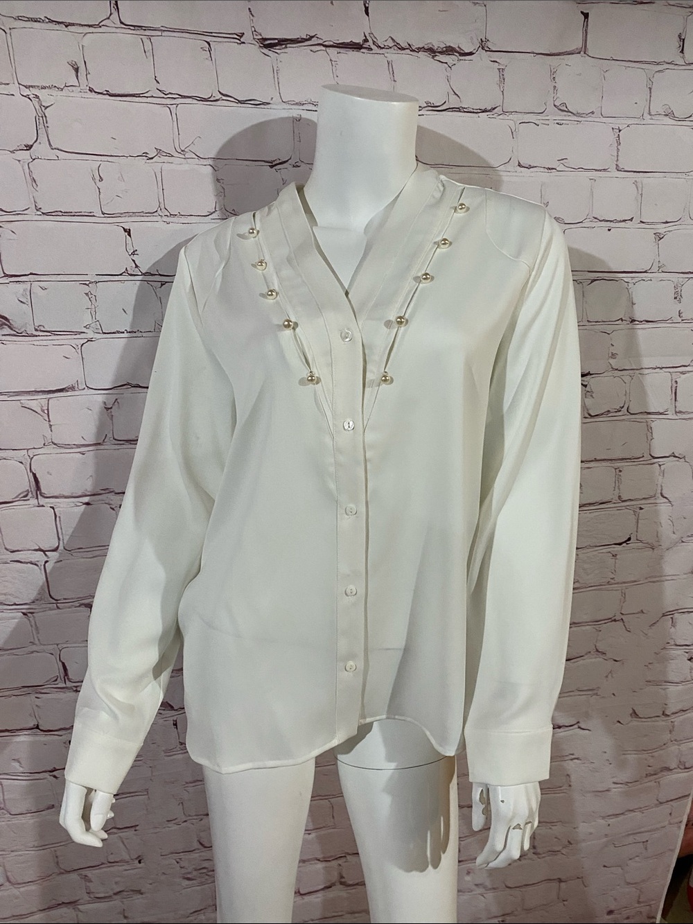 Classic Ivory Button-Front Women’s Blouse